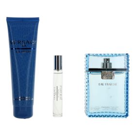 Versace Man Eau Fraiche by Versace, 3  Piece Gift Set for Men