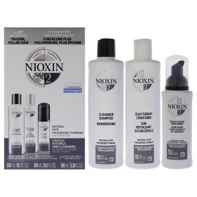 System 2 Kit by Nioxin for Unisex - 3 Pc 10.1oz Cleanser Shampoo, 10.1 oz Scalp Therapy Conditioner, 3.38oz Scalp and Hair Treatment