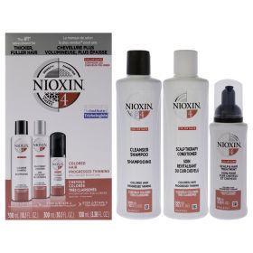 System 4 Kit by Nioxin for Unisex - 3 Pc 10.1oz Color Safe Cleanser Shampoo, 10.1 oz Color Safe Scalp Therapy Conditioner