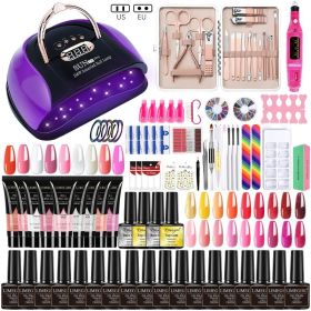 Nail Set Gel Nail Polish Set With UV LED Lamp Dryer Semi Permanent Gel Varnish Set Professional Nail Art Tools Kit Manicure Set (Type: ZH282-1)