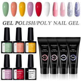 Manicure Set Poly Extension Nail Kit Gel Nails Complete Kit Gel For Extension Semi Permanent UV Varnish Kit Nail Tools Sets (Color: 10PC Gels Set1)