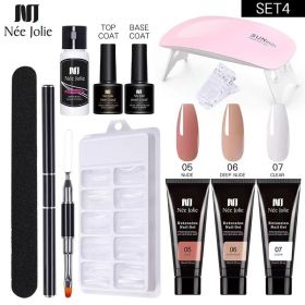 Nail Gel Set 6W LED Lamp Full Manicure Set Quick Extension Nail Kit Gel Building Polygels Set For Nails Tool Kit Nail Art Kit (Color: eleven piece set 4)