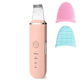 Beauty Ultrasonic Skin Scrubber USB Plug Facial Cleansing Blackhead Remover Face Cleaner Machine Skin Care Acne Massager Tools (Color: pink)