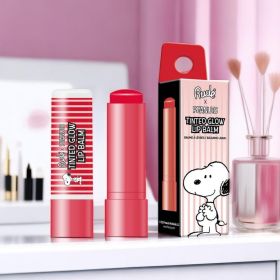 Rude Peanuts Tinted Glow Lip Balm - Moisturizing Lip Balm with a Tinted Glow - 0.15 oz (Color: Snoopy -Muted Red)