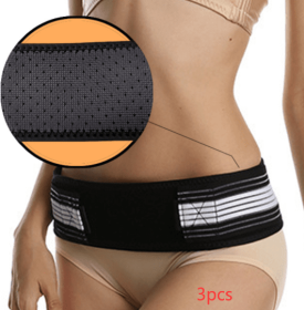 Double-reinforced Pelvic Repair Orthosis Protective Belt (Option: Black 3pcs-No vents-140x9cm)